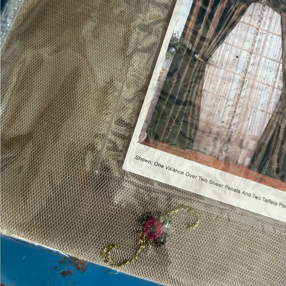Sheer Taupe Panel with Scattered Rosebuds